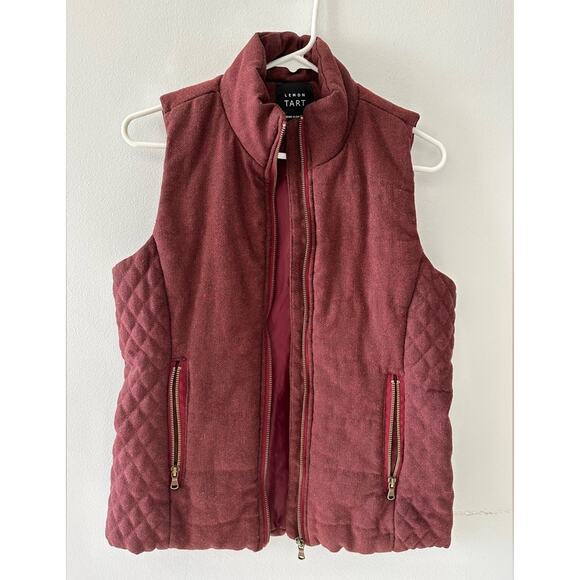 Lemon Tart Vest Women's Small Burgundy Skyros Wool Quilted Winter Gorpcore - Picture 1 of 9
